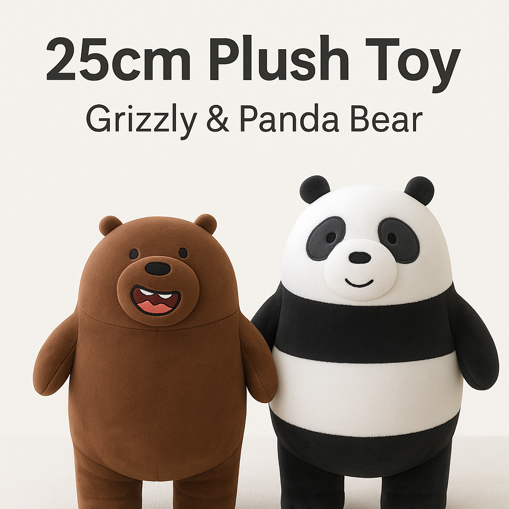 We Bare Bears-Inspired 25cm Plush Toy – Grizzly & Panda Bear